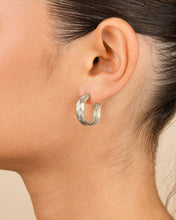 Load image into Gallery viewer, Sterling Silver Janet Ribbed Hoop Earrings

