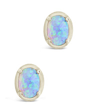 Load image into Gallery viewer, Sterling Silver Blue Opal Oval Stud Earrings
