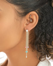 Load image into Gallery viewer, Delmare Enamel &amp; Pearl Dangle Earrings
