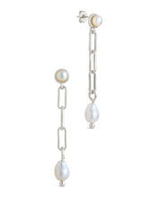 Load image into Gallery viewer, Fayelynn Pearl &amp; Chain Drop Stud Earrings
