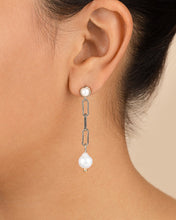 Load image into Gallery viewer, Fayelynn Pearl &amp; Chain Drop Stud Earrings
