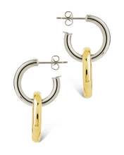 Load image into Gallery viewer, Jemma Two-Tone Double Circle Earrings
