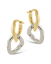 Load image into Gallery viewer, Trudy Dualtone Chainlink Drop Hoops
