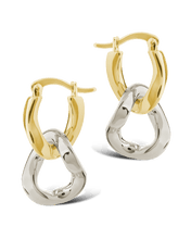 Load image into Gallery viewer, Trudy Dualtone Chainlink Drop Hoops
