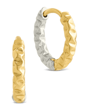 Load image into Gallery viewer, Sterling Silver Augustina Textured Dual Tone Hoops
