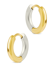 Load image into Gallery viewer, Cinzia Dual Tone Thin Micro Hoops
