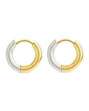 Load image into Gallery viewer, Cinzia Dual Tone Thin Micro Hoops

