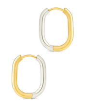 Load image into Gallery viewer, Dafne Dual Tone Oval Hoops

