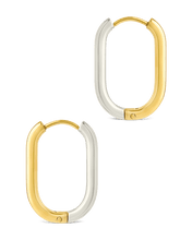 Load image into Gallery viewer, Dafne Dual Tone Oval Hoops
