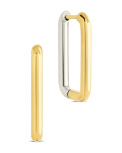 Load image into Gallery viewer, Jana Dual Tone Rectangle Hoops
