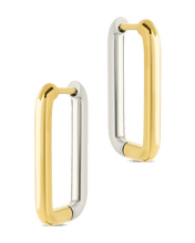 Load image into Gallery viewer, Jana Dual Tone Rectangle Hoops
