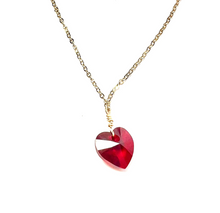 Load image into Gallery viewer, Red Heart swarovski drop necklace
