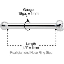 Load image into Gallery viewer, Solid 14K White Gold 1.5mm Genuine Diamond Nose Ring
