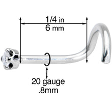 Load image into Gallery viewer, Solid 14K White Gold 1.5mm Genuine Diamond Nose Ring
