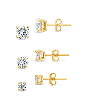 Load image into Gallery viewer, Sterling Silver CZ Stud Earring Set
