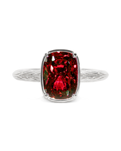 Load image into Gallery viewer, Sterling Silver Mini Garnet Elongated Cushion Ring
