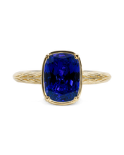 Load image into Gallery viewer, Sterling Silver Mini Sapphire Cushion Ring

