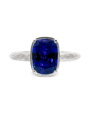 Load image into Gallery viewer, Sterling Silver Mini Sapphire Cushion Ring
