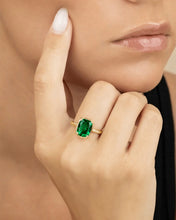 Load image into Gallery viewer, Sterling Silver Mini Emerald Elongated Cushion Ring
