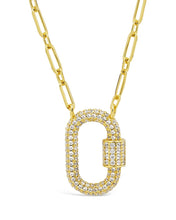 Load image into Gallery viewer, Pave CZ Carabiner Lock Necklace

