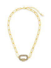 Load image into Gallery viewer, Pave CZ Carabiner Linked Lock Necklace
