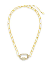 Load image into Gallery viewer, Pave CZ Carabiner Linked Lock Necklace
