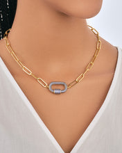 Load image into Gallery viewer, Pave CZ Carabiner Linked Lock Necklace
