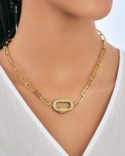 Load image into Gallery viewer, Pave CZ Carabiner Linked Lock Necklace
