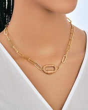 Load image into Gallery viewer, Pave CZ Carabiner Linked Lock Necklace
