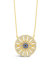 Load image into Gallery viewer, CZ Evil Eye &amp; Enamel Petal Pendant Necklace
