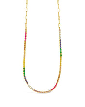 Load image into Gallery viewer, Maria Chain &amp; Rainbow CZ Tennis Necklace
