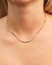 Load image into Gallery viewer, Maria Chain &amp; Rainbow CZ Tennis Necklace
