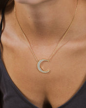 Load image into Gallery viewer, Stationed CZ Crescent Pendant Necklace
