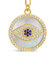 Load image into Gallery viewer, CZ &amp; Mother of Pearl Evil Eye Pendant Necklace
