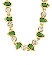 Load image into Gallery viewer, Emerald Pear &amp; Round Cut Bezel CZ Tennis Necklace
