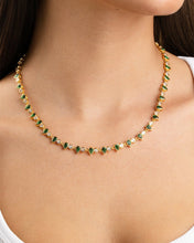 Load image into Gallery viewer, Emerald Pear &amp; Round Cut Bezel CZ Tennis Necklace
