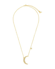 Load image into Gallery viewer, Sterling Silver CZ Crescent &amp; Star Charm Necklace
