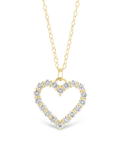 Load image into Gallery viewer, Sterling Silver Cubic Zirconia Outline Heart Pendant Necklace
