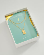 Load image into Gallery viewer, Initial Tag Layered Chain Necklace
