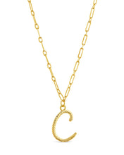 Load image into Gallery viewer, Textured Initial Charm Pendant Necklace
