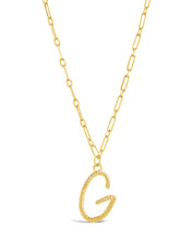 Load image into Gallery viewer, Textured Initial Charm Pendant Necklace
