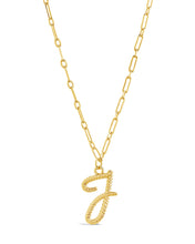 Load image into Gallery viewer, Textured Initial Charm Pendant Necklace
