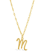 Load image into Gallery viewer, Textured Initial Charm Pendant Necklace
