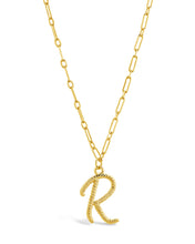 Load image into Gallery viewer, Textured Initial Charm Pendant Necklace
