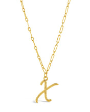 Load image into Gallery viewer, Textured Initial Charm Pendant Necklace
