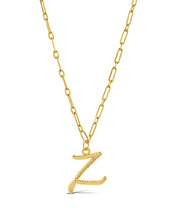 Load image into Gallery viewer, Textured Initial Charm Pendant Necklace
