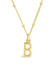 Load image into Gallery viewer, Sterling Silver Initial Necklace with Beaded Chain
