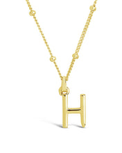 Load image into Gallery viewer, Sterling Silver Initial Necklace with Beaded Chain
