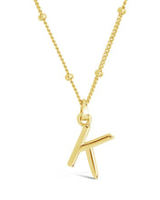 Load image into Gallery viewer, Sterling Silver Initial Necklace with Beaded Chain
