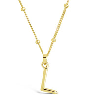 Load image into Gallery viewer, Sterling Silver Initial Necklace with Beaded Chain
